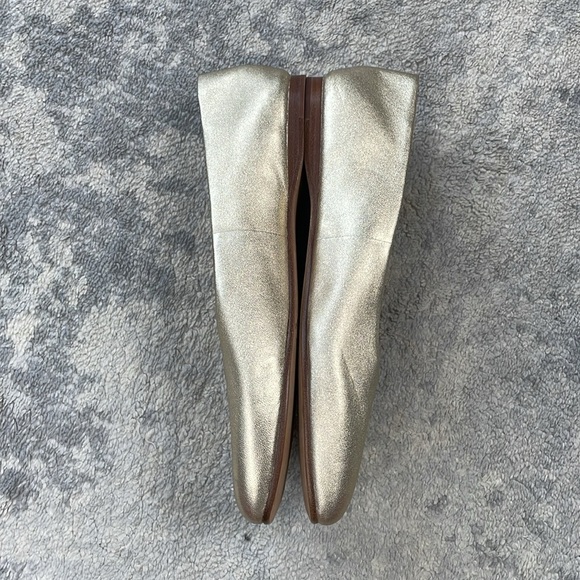 New Vince Leah Gold Metallic Ballet Flats Square Toe Ballerina Sz 10 - Picture 10 of 12